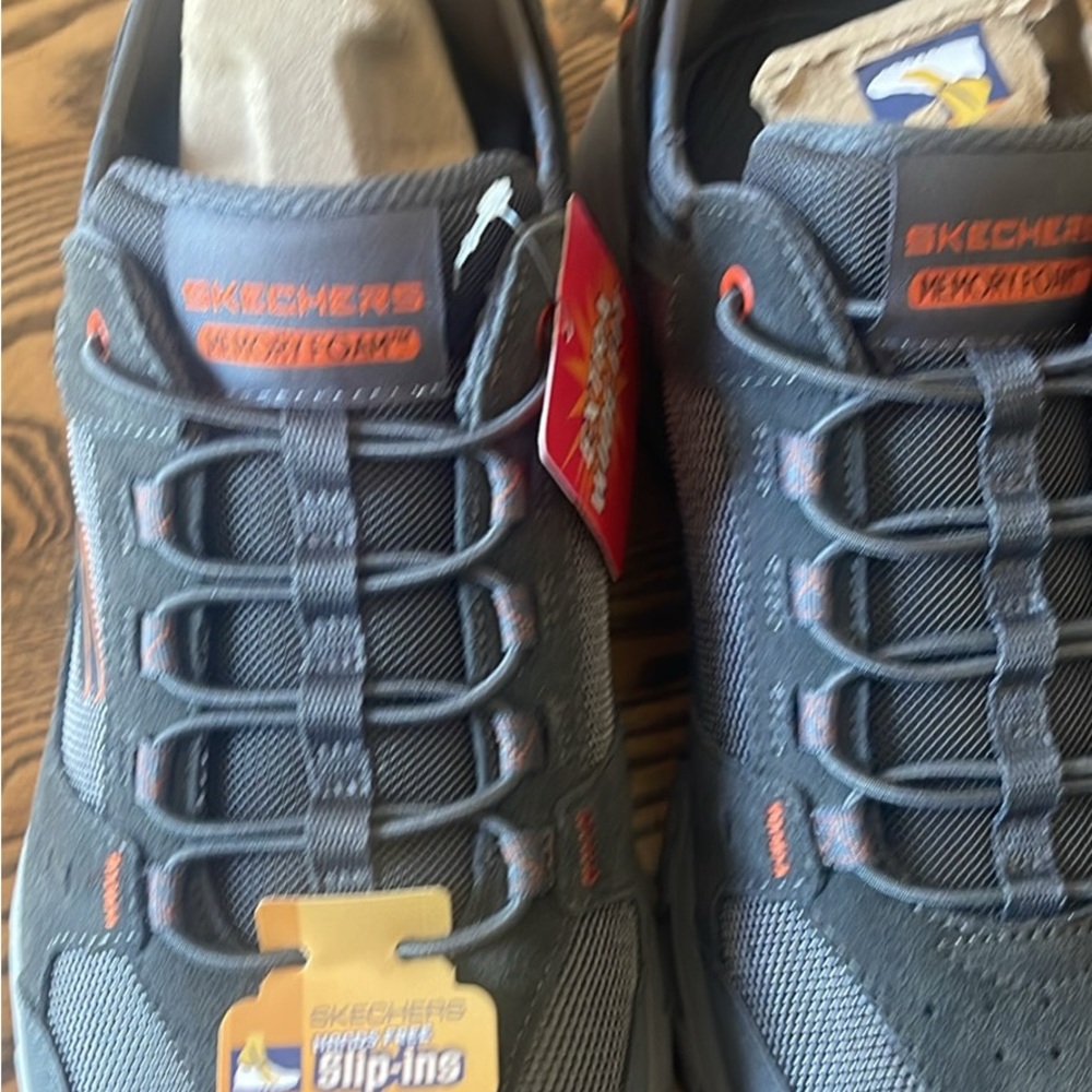 Skechers Gray and Orange Comfort Sneakers